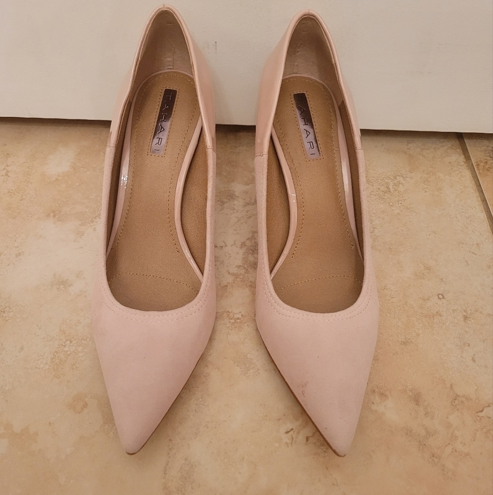 Womens Tahiri Pink Suede/ Patent Heels